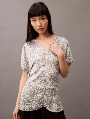 Crushed Satin Print Blouse