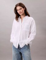 Linen Cotton Utility Relaxed Button Down Shirt