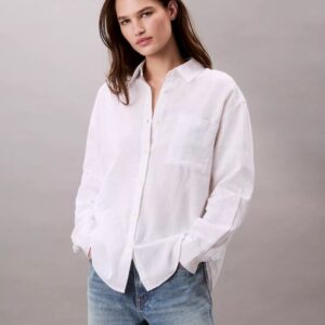Linen Cotton Utility Relaxed Button Down Shirt