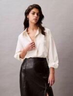 Viscose Blend Relaxed Button-Down Shirt