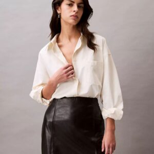 Viscose Blend Relaxed Button-Down Shirt