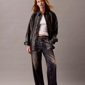 Faux Leather Relaxed Shirt Jacket