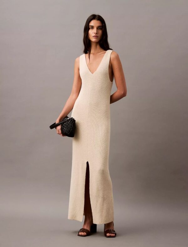 Boucle Ribbed Sleeveless Midi Dress