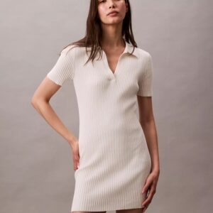 Cotton Rib Polo Mini Dress