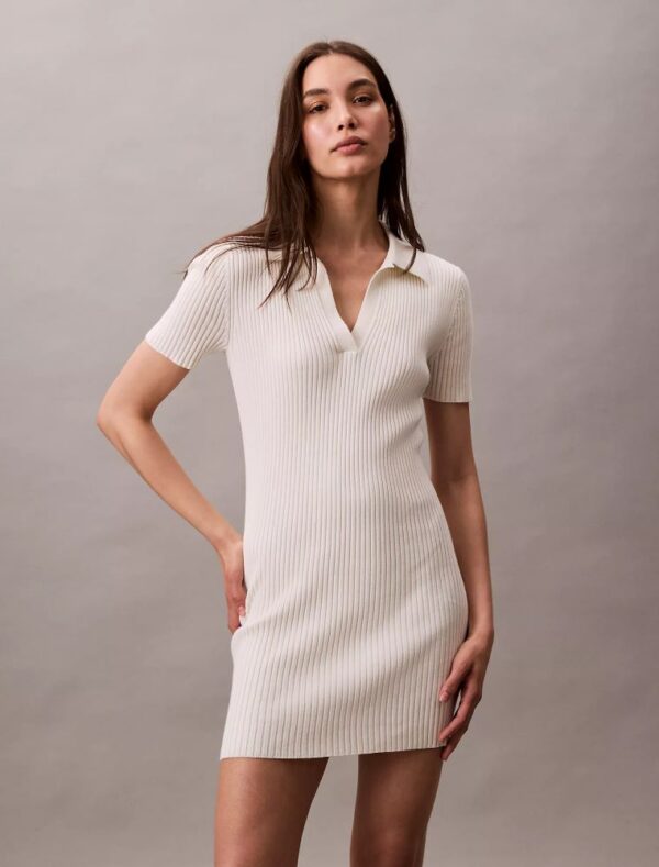 Cotton Rib Polo Mini Dress