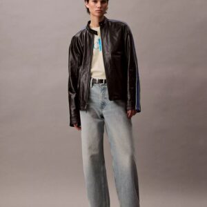 Relaxed Leather Zip Jacket