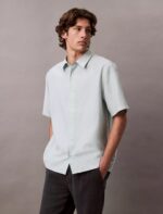 Lyocell Blend Relaxed Button-Down Shirt