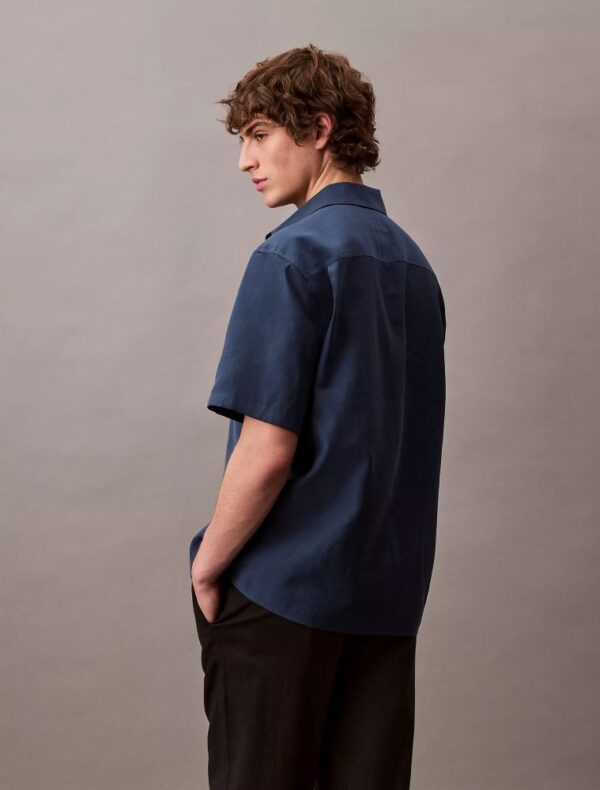 Lyocell Blend Relaxed Button-Down Shirt
