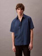 Lyocell Blend Relaxed Button-Down Shirt