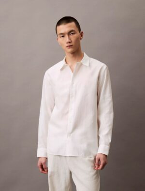 Lyocell Blend Relaxed Button-Down Shirt