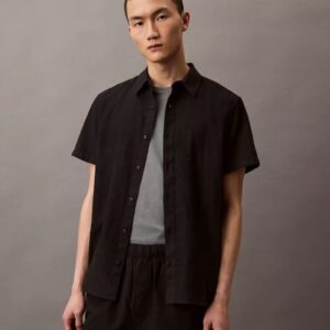 Linen Cotton Short Sleeve Classic Button-Down Shirt