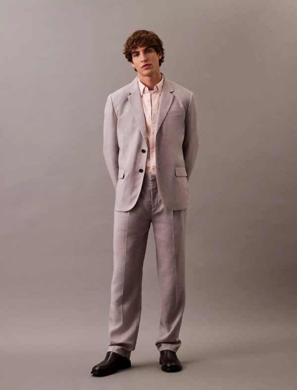 Linen Blend Pleated Trousers