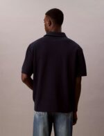 Textured Flat Rib Relaxed Polo Shirt