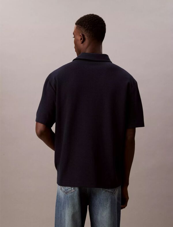 Textured Flat Rib Relaxed Polo Shirt