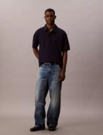 Textured Flat Rib Relaxed Polo Shirt