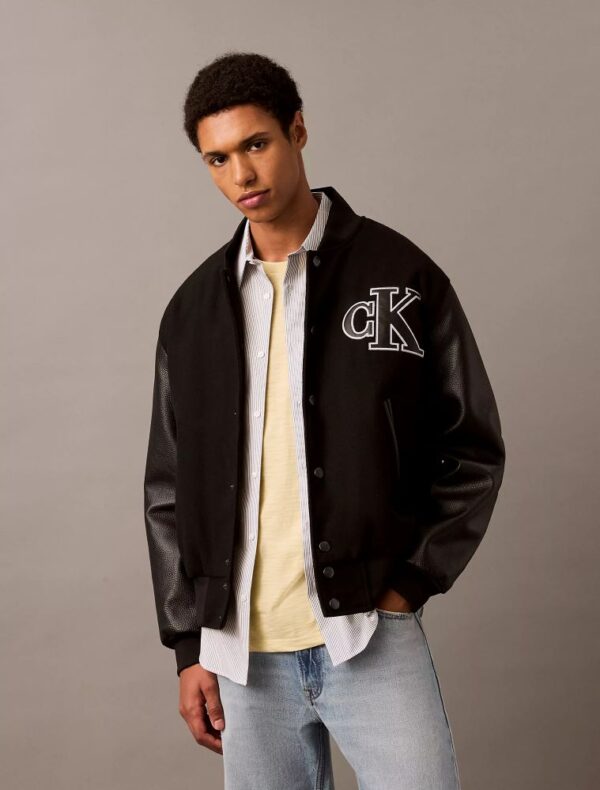 Varsity Monogram Logo Bomber Jacket