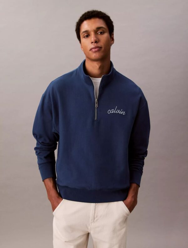 Embroidered Logo French Terry Quarter Zip Sweatshirt