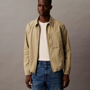 Cotton Blend Zip Classic Shirt Jacket