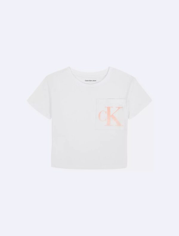 Girls Monogram Logo Pocket Boxy Tee
