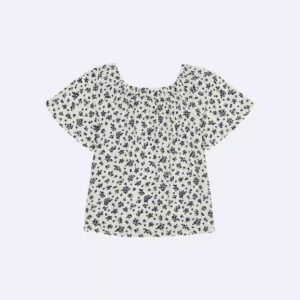 Girls Floral Print Short Sleeve Top