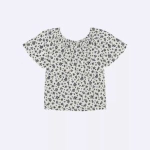 Girls Floral Print Short Sleeve Top